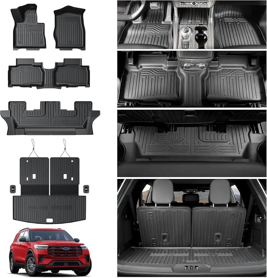 Floor Mats for 2020-2026 Ford Explorer Accessories 7 Seats Set