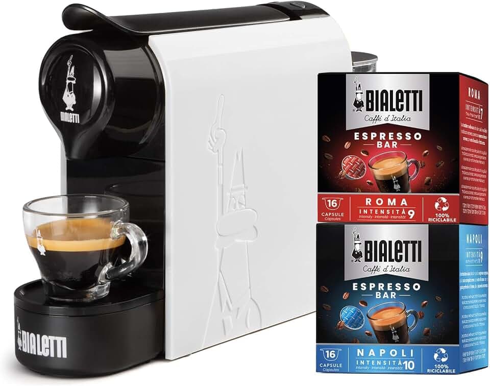 Bialetti Gioia, Espressomaschine inklusive 32 Kapseln, funktioniert ausschließlich mit Kapseln, weiß
