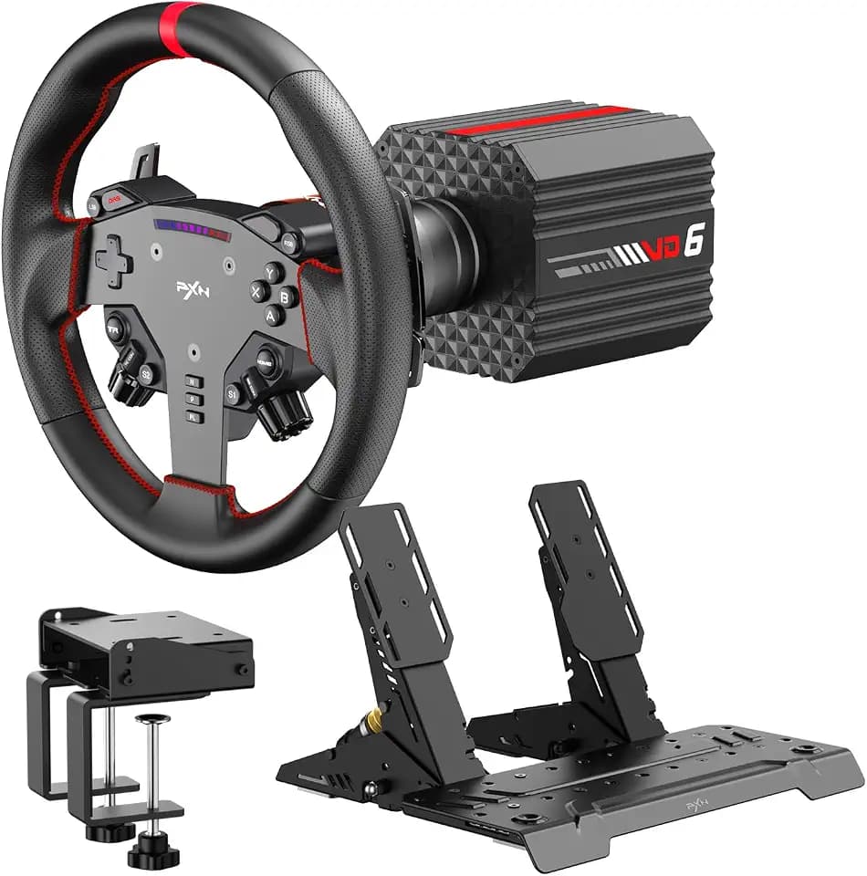 PXN VD6 Bundle: Racing Wheel and Pedals, 6 Nm Direct Drive Force Feedback