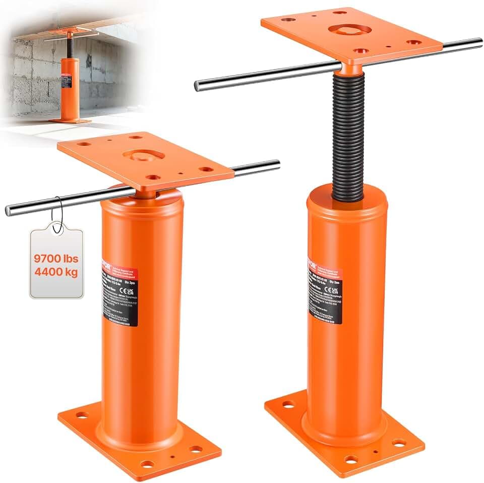 VEVOR Kellerheber, 2er-Set, Höhenbereich von 30,48-40,64 cm, max. Tragkraft pro Einheit: 40,6 kg, Verstellbarer Stützbalken, zum Nivellieren, Teleskop-Stahlheber für vorübergehende Unterstützung