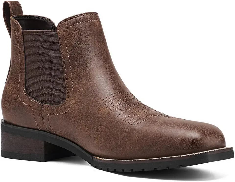 Rollda Chelsea Cowboy Boots for men Elastic Ankle Boots Square Toe Dress