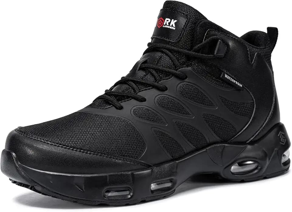 LARNMERN Men Non Slip Ankle Boots Work Chef Restaurant Shoes Mesh