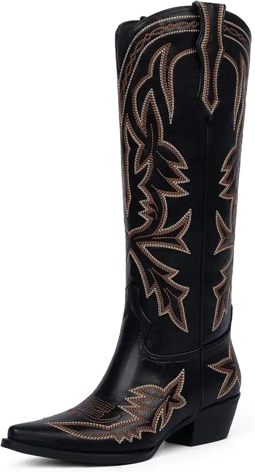 VIUGJNEX Cowboy Boots for Women Knee High Cowgirl Wide Western Boots
