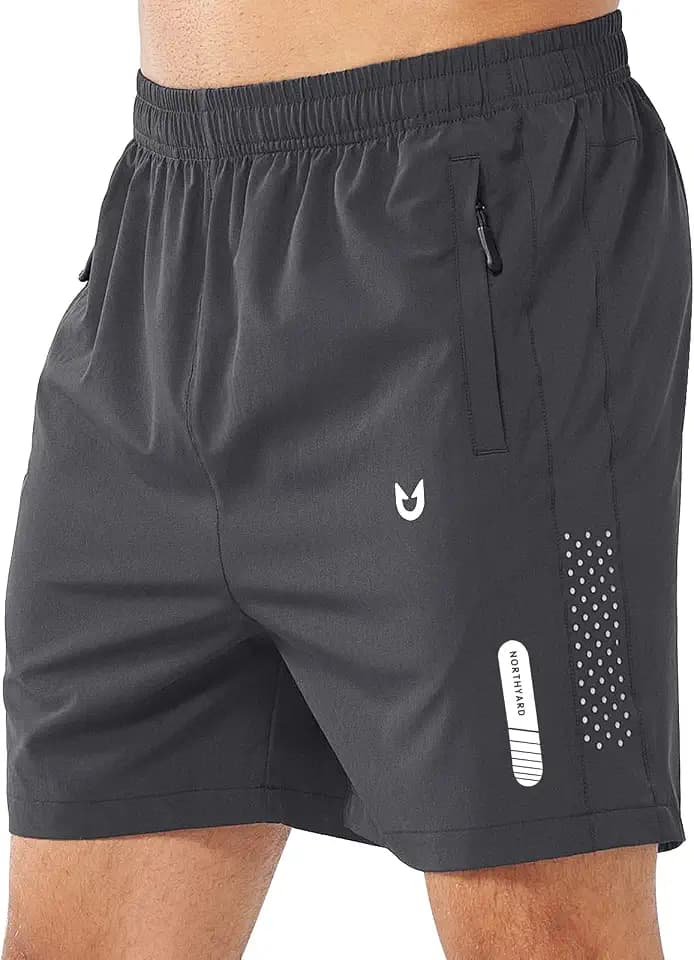 NORTHYARD Men's Athletic Running Shorts Gym Workout 7"/9"/5" Zipper Pockets