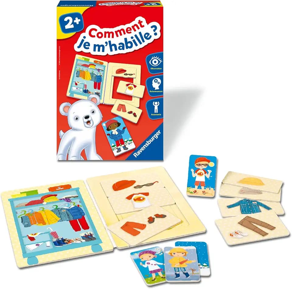 Ravensburger - Lernspiel - Wie kleide ich Mich? - Beobachtung, Manipulation, Sprache - Entwicklung der Autonomie - Rätsel der frühen Kindheit - Ab 2 Jahren - 24031