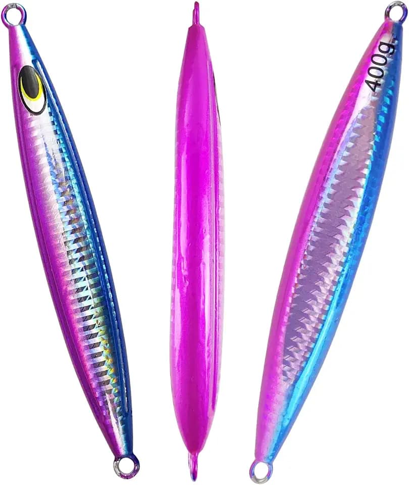 Eupheng Heavy Duty Fishing Jigs Saltwater 200g/300g/400g/500g, Glow in Dark Roller Slow Fall Lead Jig Deep Sea Fishing Jigging Lures for Tuna, Salmon, Sailfish, Grouper Snapper