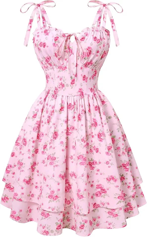 SCARLET DARKNESS Damen Blumen Trägerkleid Sommer Korsett Kurz Minikleid