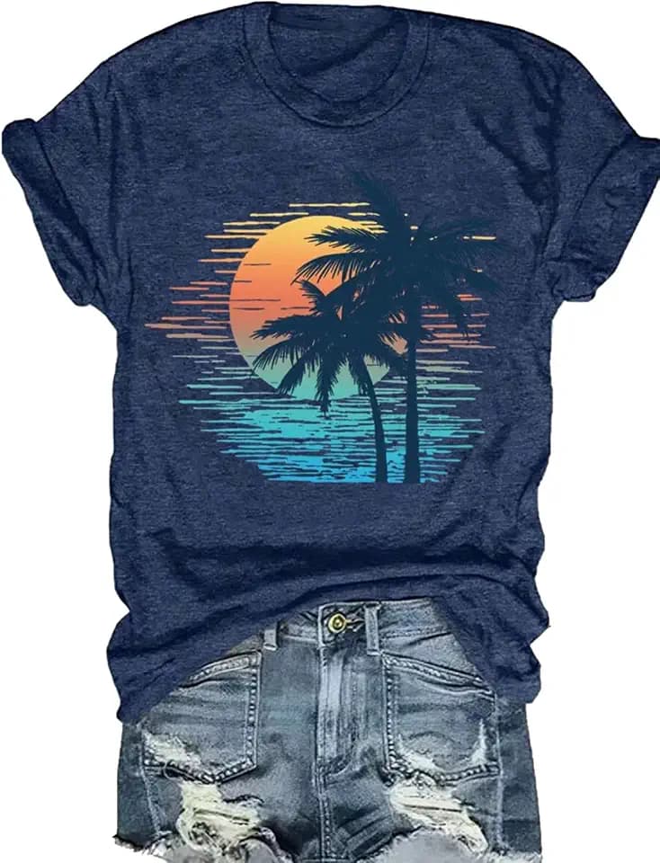 Women's Vintage Floral T Shirt Boho Wildflower Graphic Loose Tees Short Sleeve Casual Tops