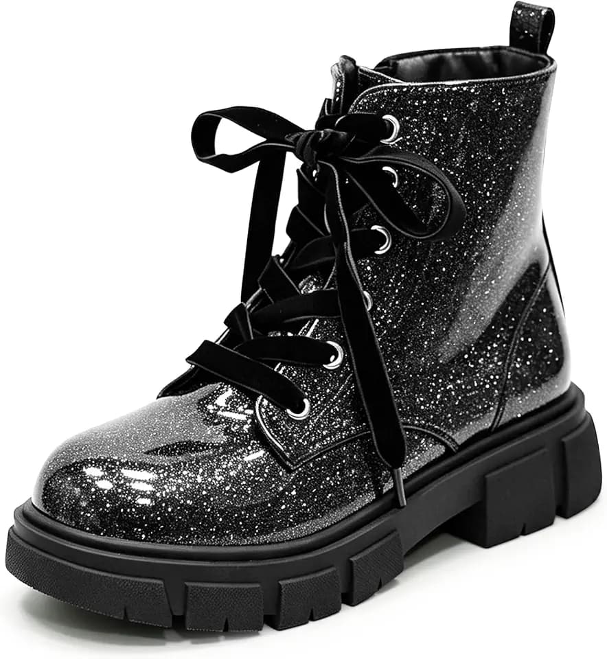 LseLom Girls Combat Boots Ankle Booties Side Zipper
