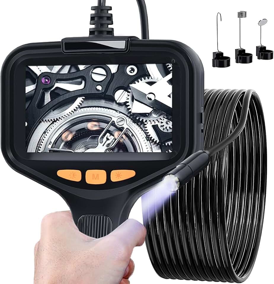 1920P HD Tragbares Endoskop, Yiko 10M Endoskop-Kamera mit 4,3'' IPS-Bildschirm, Inspektionskamera mit 8 LED-Leuchten IP67 wasserdicht mit 2600mAH wiederaufladbare Batterie(32.8 ft/10m)