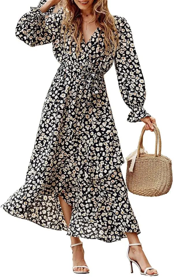 BTFBM Puff Long Sleeve Boho Dresses for Women