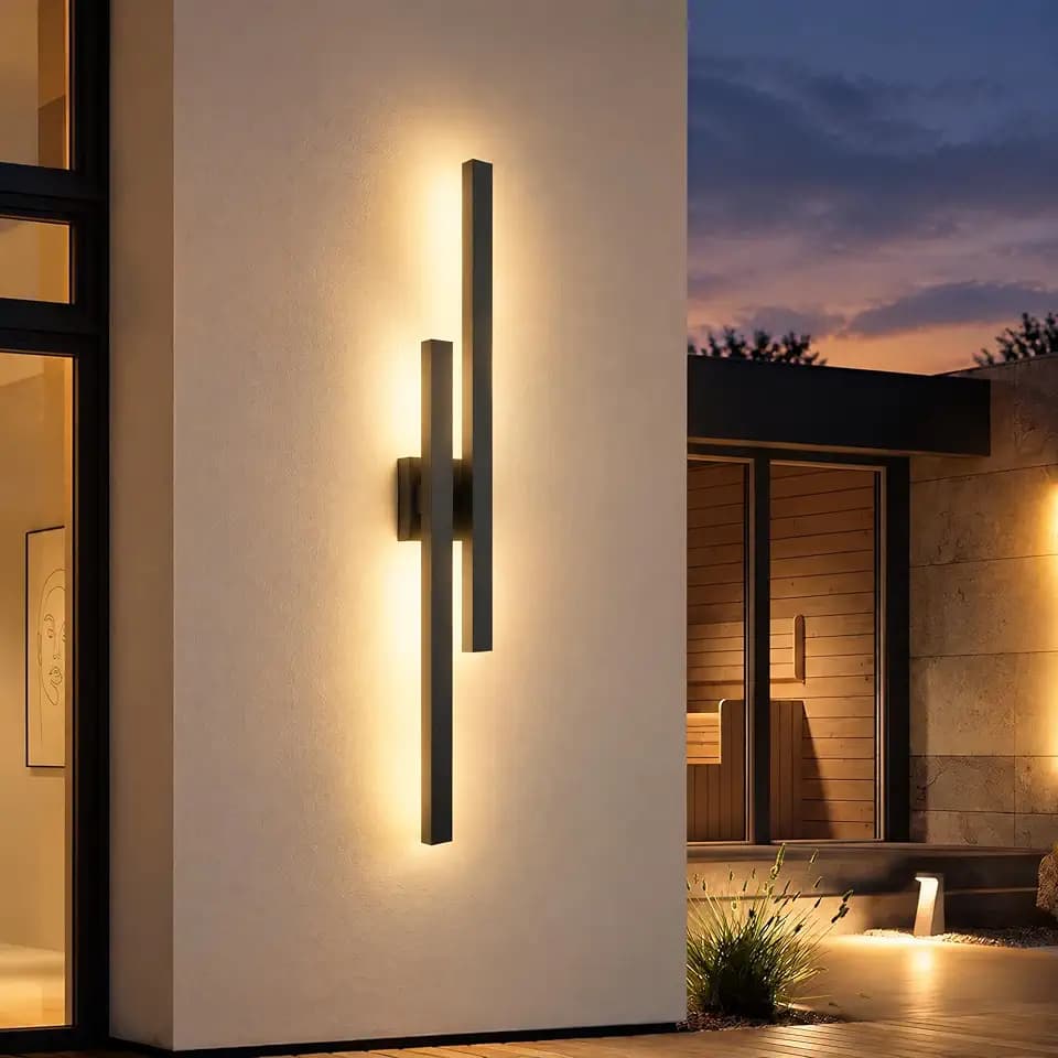LamQee 37" Long Outdoor Wall Lights LED Modern Exterior Lighting Fixtures 3000K 31W 1400LM Outdoor Light Fixtures Wall Mount, Waterproof Linear Outside Sconce for House Porch Patio Garage Door, Black