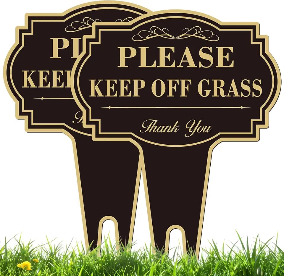 Please Keep Off Grass Sign, 2 Pack Stay Off Lawn Signs for Yard, Don't Step On The Grass- Keep Dogs Off Grass Sign-10"x14" Plastic-Aluminum Composite-Waterproof Durable Ink-Easy Mounting