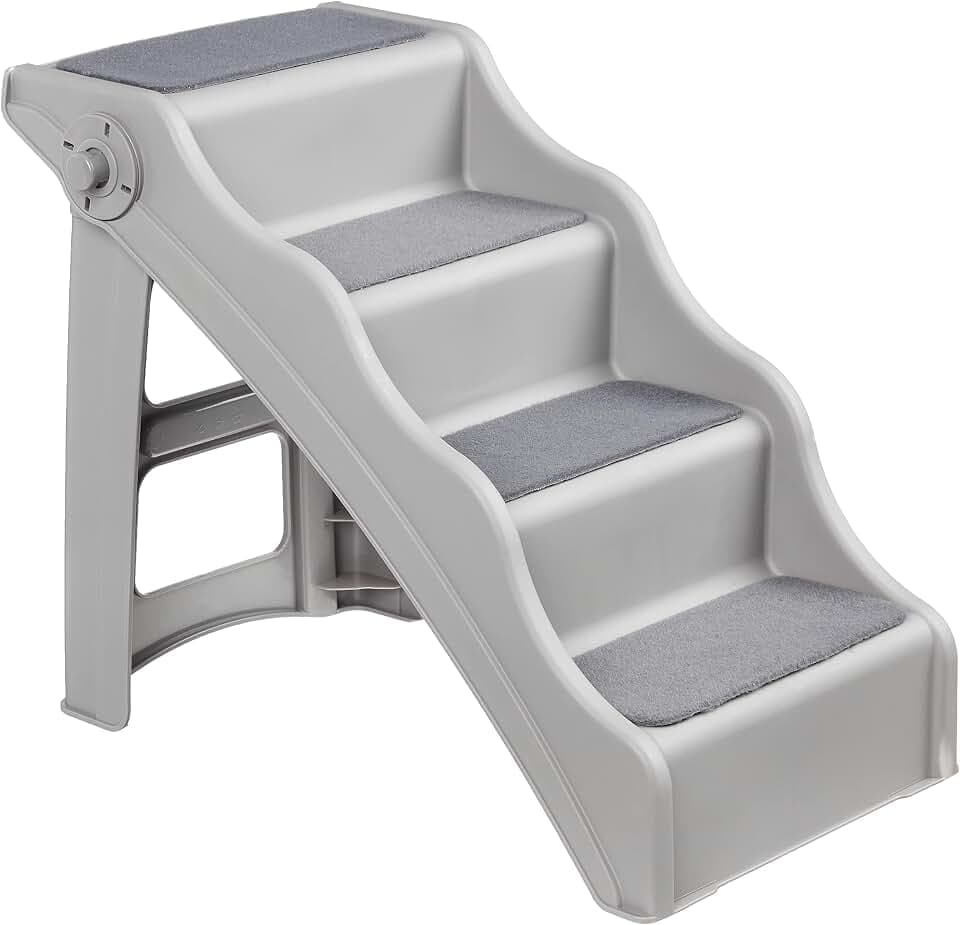 Amazon Basics faltbare Trittstufen für Hunde und Katzen, Grau, 60.7 x 40.9 x 50.2 cm