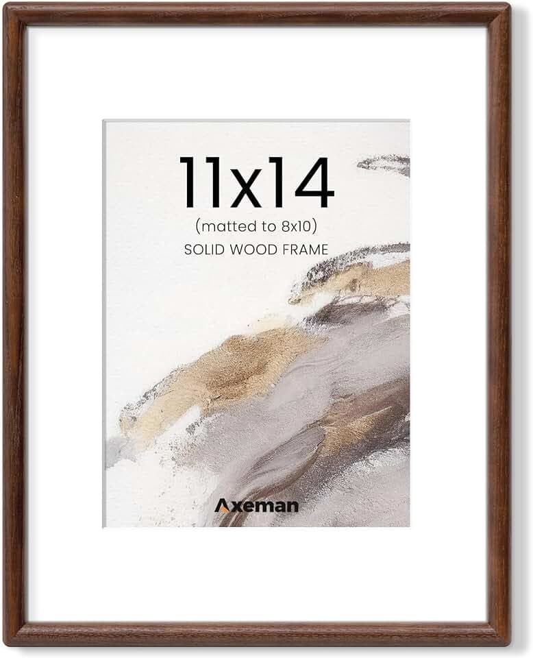 Axeman 11x14 Picture Frame, Solid Wood Photo Frame, Walnut, Rounded Corners