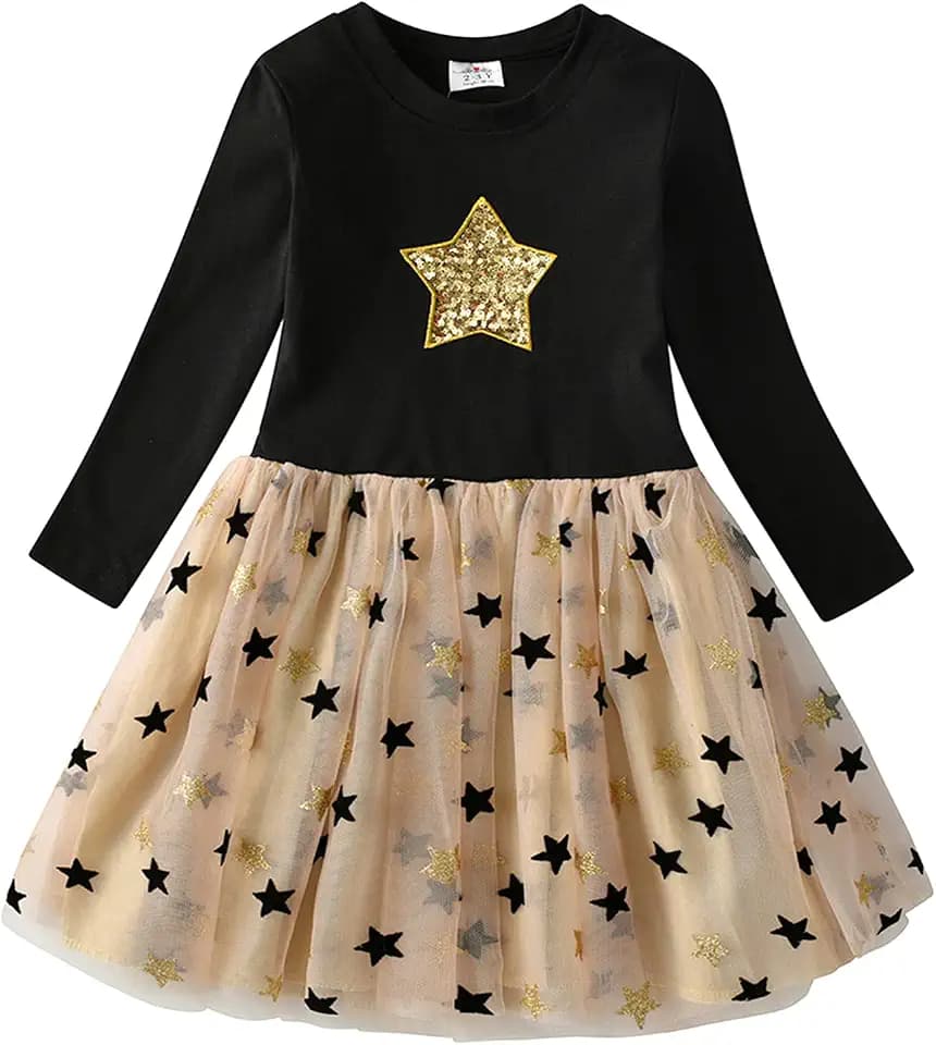 VIKITA Mädchen Kleider Sommerkleid Blume Baumwolle Lässige Kinderkleidung Gr. 92-128