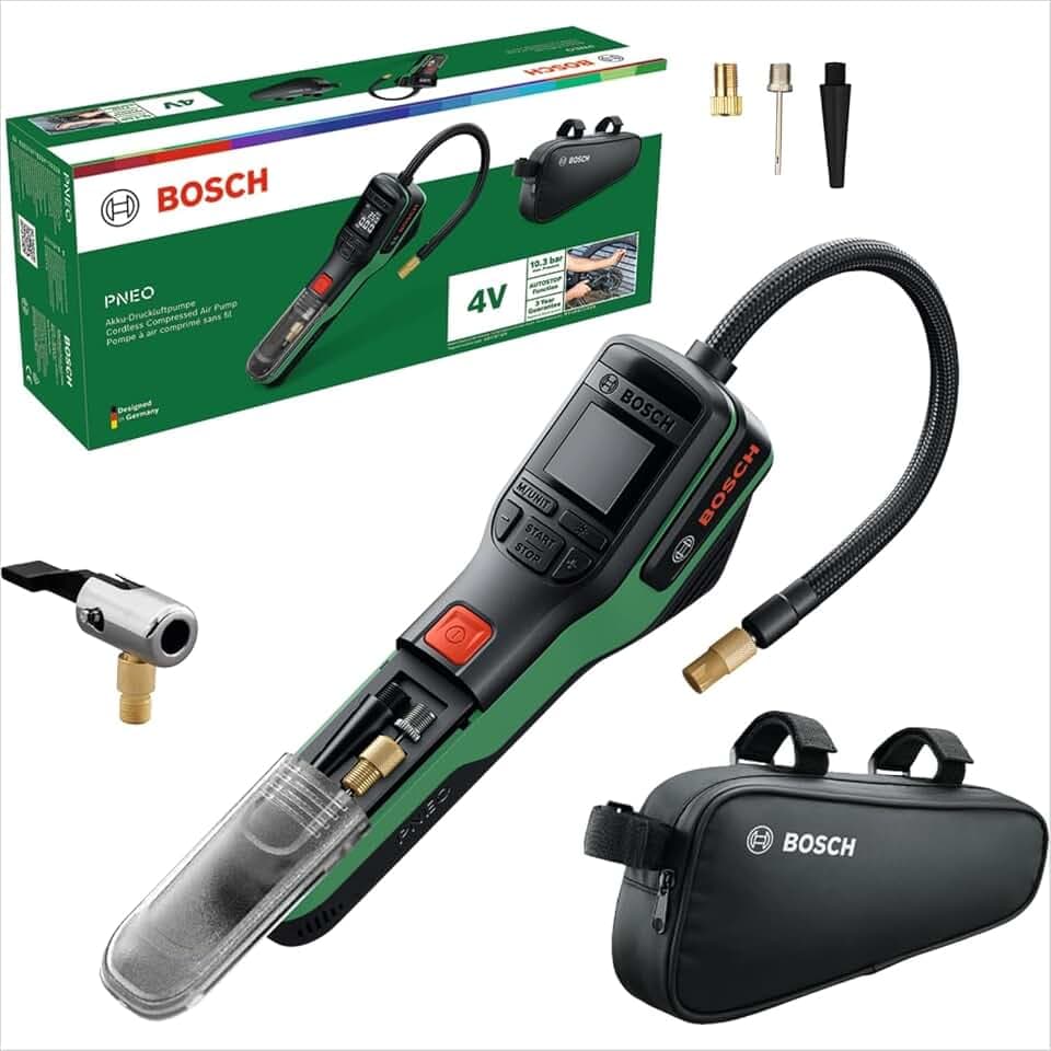 Bosch PNEO elektrische Fahrradpumpe mit 3 Ah Akku, 10,3 bar, 150 PSI