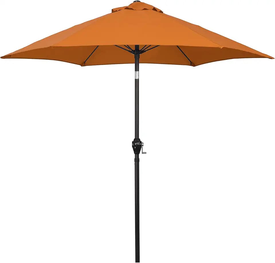 Sunline 7.5 ft Patio Umbrella with Crank & Push Button Tilt, Outdoor Market Umbrella with UV Protection & Wind Vent and Fiberglass Ribs, Metal Frame for Deck, Pool & Table, Tuscan