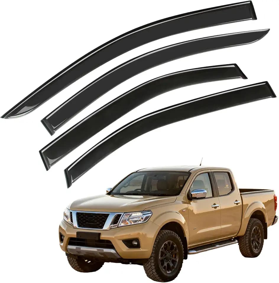 Window Visor Wind Deflector, 4PCS Tape-On Rain Guards for 2022 2023 2024 2025 Nissan Frontier, Outside Mount Sun Shade Side Window Vent Visors, Black