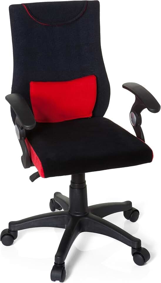 hjh OFFICE 670460 Kinder- und Jugenddrehstuhl KIDDY PRO AL Stoff Schwarz/Rot Kinderbürostuhl Schreibtischstuhl mit Armlehnen