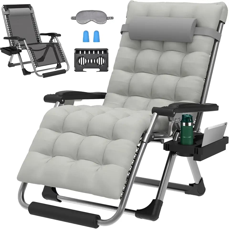 ZENPETIO 29In XL Zero Gravity Chair, 440LBS with Cushion