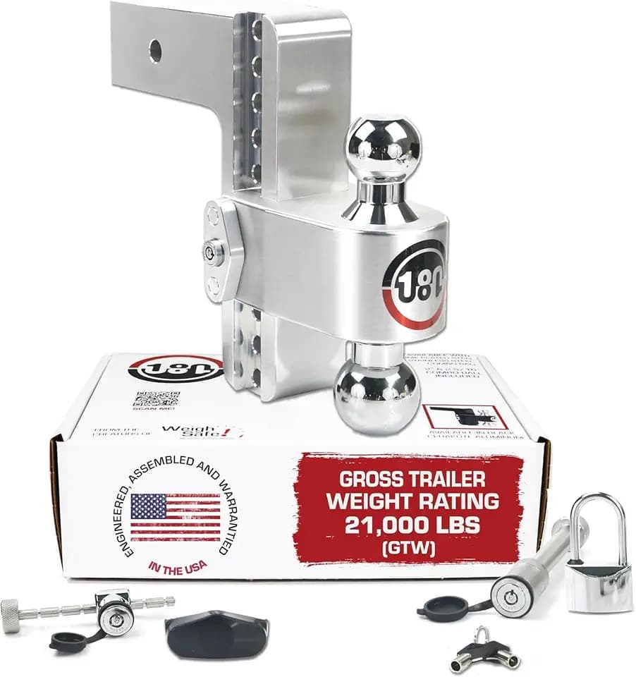 Weigh Safe Trailer Hitch Ball Mount, 8" Drop, 3" Receiver, Chrome Balls
