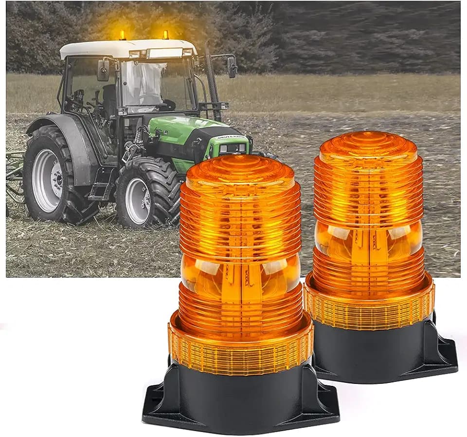 Xprite 30 LED Amber Beacon Lights for 10-110V for Forklift ATV Tractor Golf Cart UTV Truck Bus-2PCS