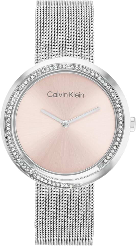Calvin Klein Analog Quarzuhr für Damen mit Edelstahl-Mesh-Gliederarmband Kollektion Twist