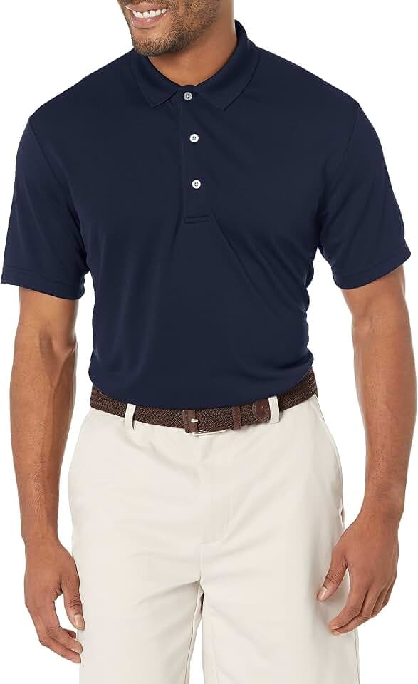 PGA Tour Men's Airflux Solid Mesh Short Sleeve Classic Golf Polo Shirt