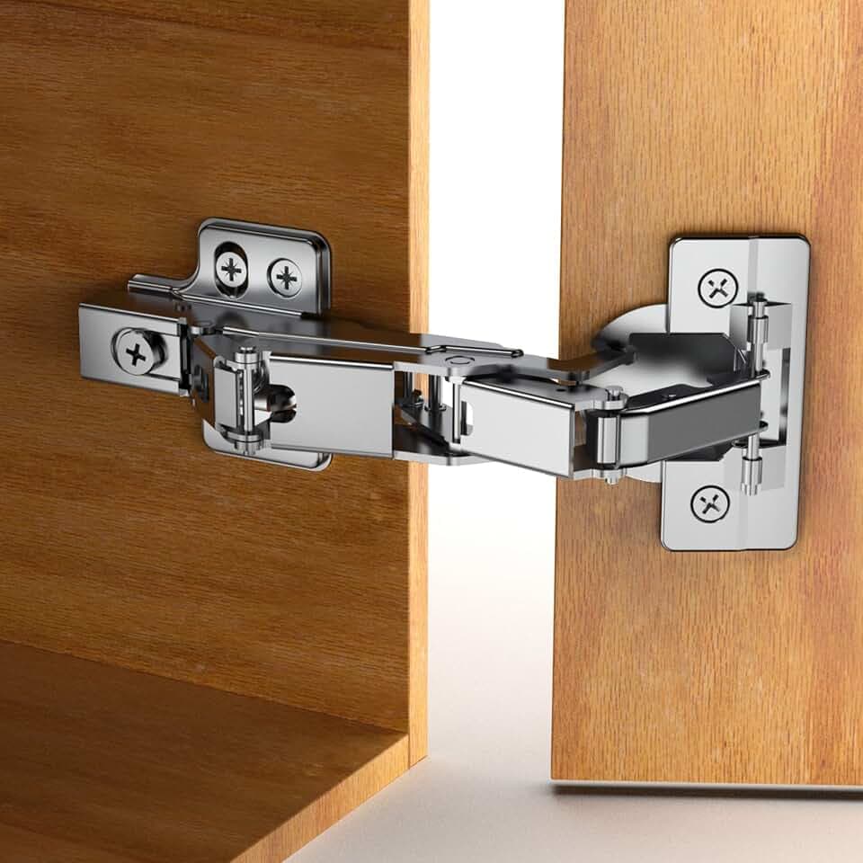2 Stück rahmenlose Vollüberlagerung 175 Grad sanft schließende Lazy Susan Scharniere, Clip On Plate, Chibery Multi-Pivot verdeckte Hardware für Eck-Küchenschrank, Schrank, gefaltete Tür, Schränke