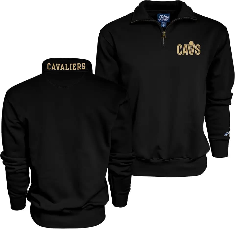 Blue 84 NBA unisex-adult Nba Officially Licensed Quarter Zip Sweatshirt Twill Embroidery Neck Logo