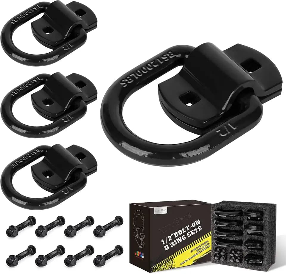 AUTOBOTS D Rings Heavy Duty 1/2" Trailer Tie Down Anchor 4 Pack Black