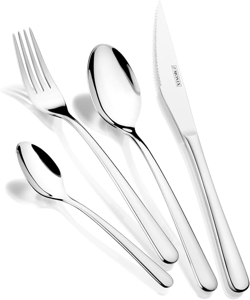MONIX Pisa | 24-teiliges Besteckset mit Steakmesser, Edelstahl 18/10