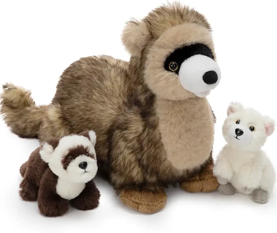 Ferret Stuffed Animal with 2 Babies, 3Pcs Forest Animal Plush, 18"