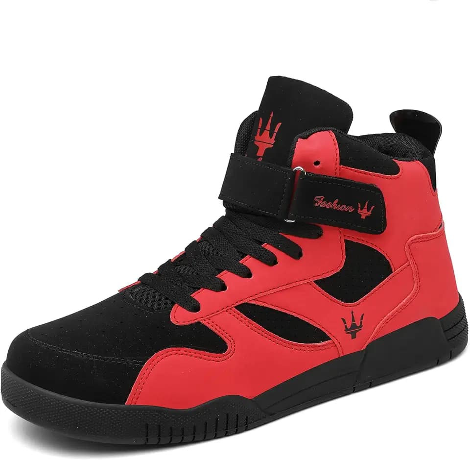 FZUU Men's Fashion High Top Leather Street Sneakers Sports Casual Shoes