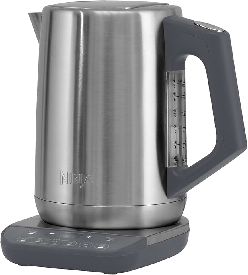 Ninja Wasserkocher Edelstahl Perfect Temperature, Edelstahl KT201EU | 1,7L, LED-Anzeige, Wasserkocher mit Schnellkoch-Funktion und verschiedenen Temperatureinstellungen