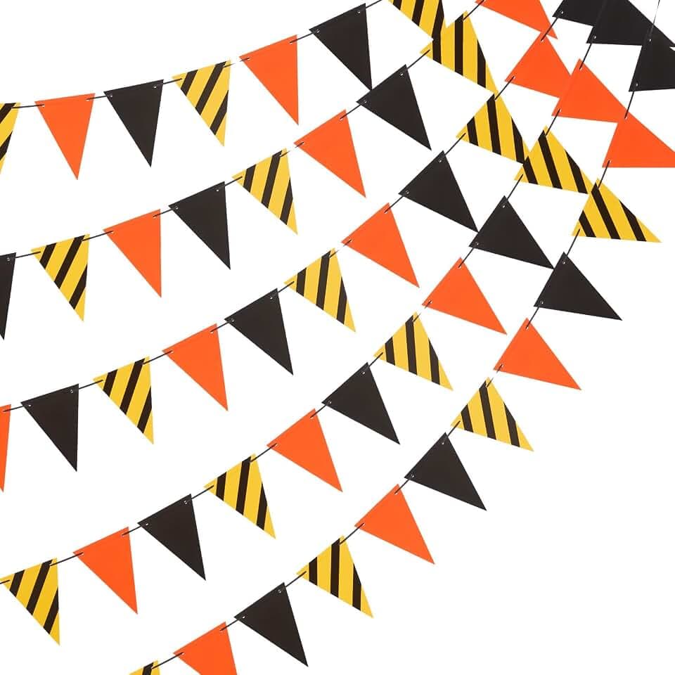 Moukeren 5 Pcs Construction Pennant Banners Construction Birthday Decor