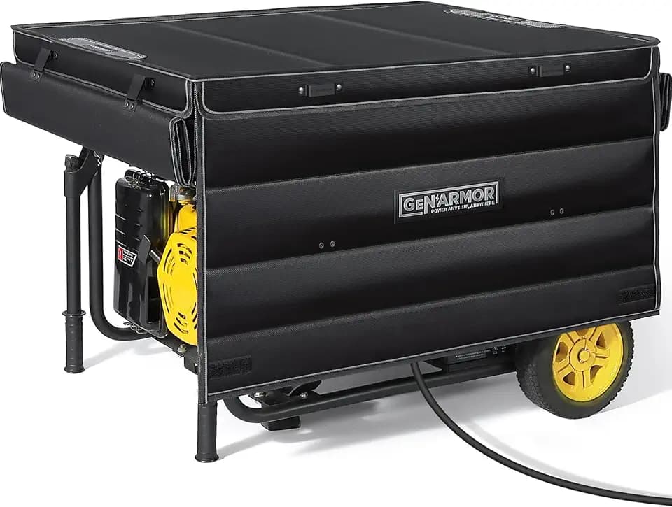 GenArmor Generator Covers While Running, 100% Waterproof Heavy Duty Tarps Generator Tent, Portable Outdoor Generator Enclosure for Most 4000w~13000w Generators, Black, Standard