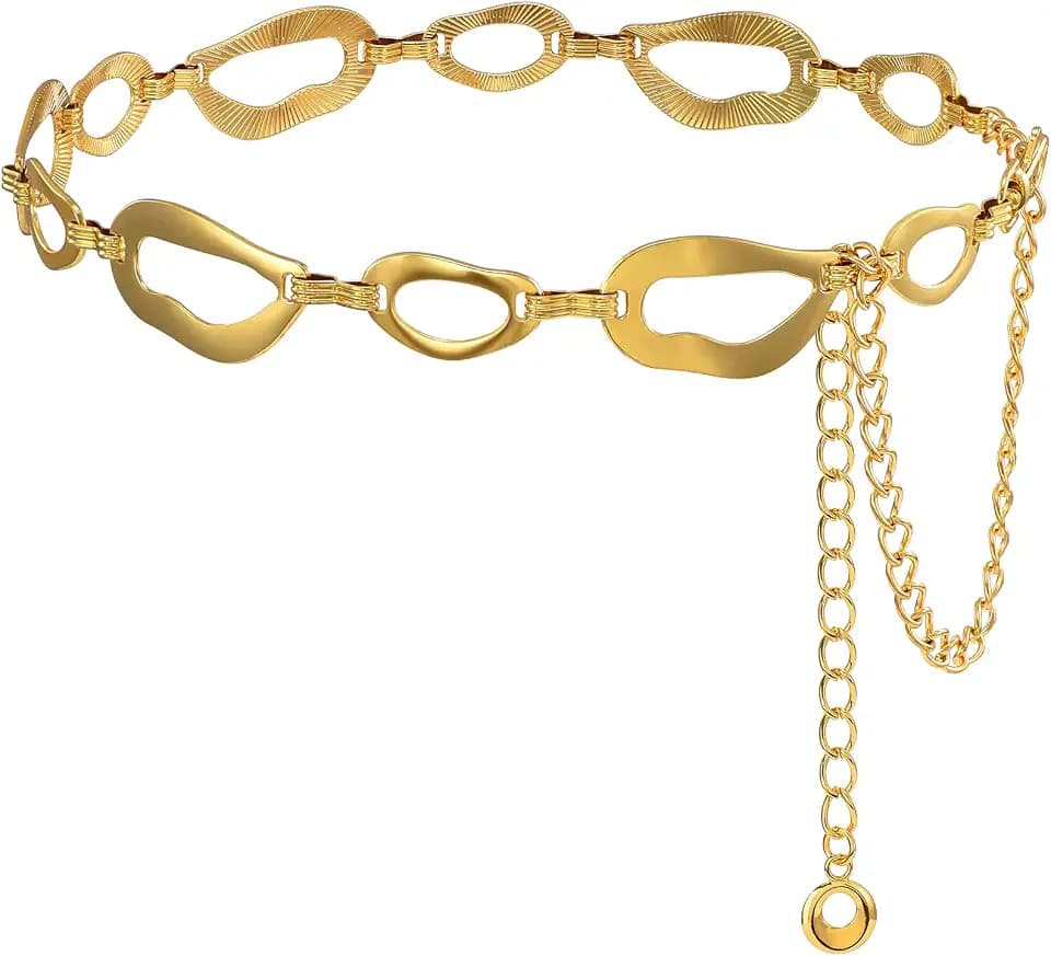 TRIWORKS Waist Chain for Women Ladies Metal Link Chunky Chain Belt for Dresses
