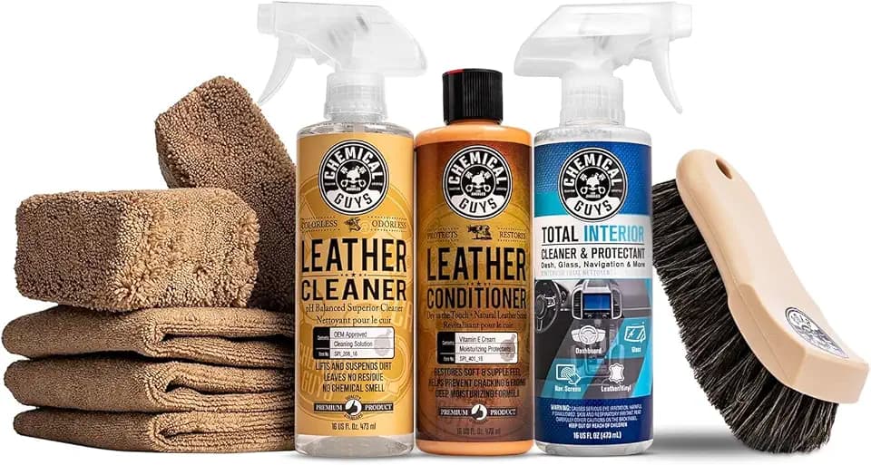 Chemical Guys, 9-Piece Leather Cleaner, Conditioner & Total Interior Kit