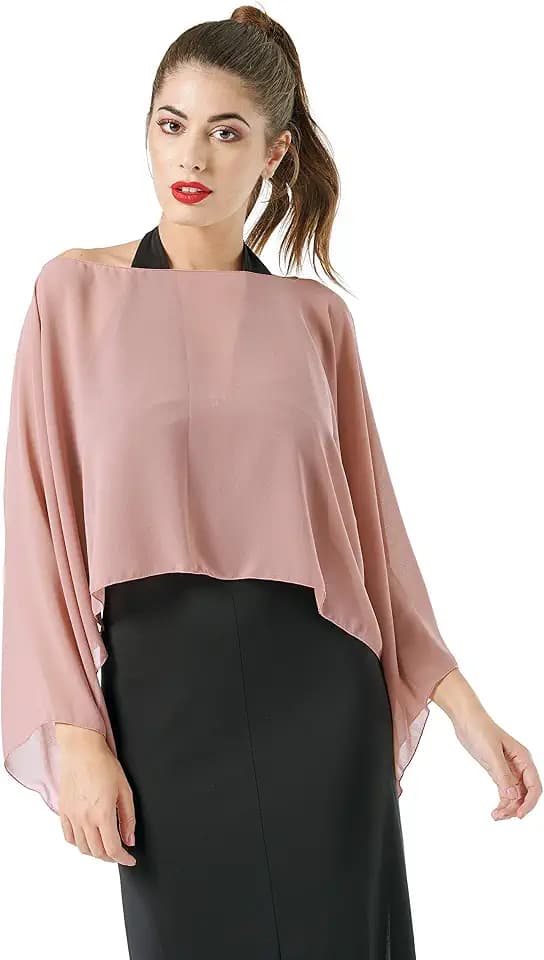 SARA Sabella Damen Stola Schal Weichem Georgette Leichte Kurze Schulterjacke Bolero Cape Sommerkleid für Zeremonien und Formelle Veranstaltungen M-3XL