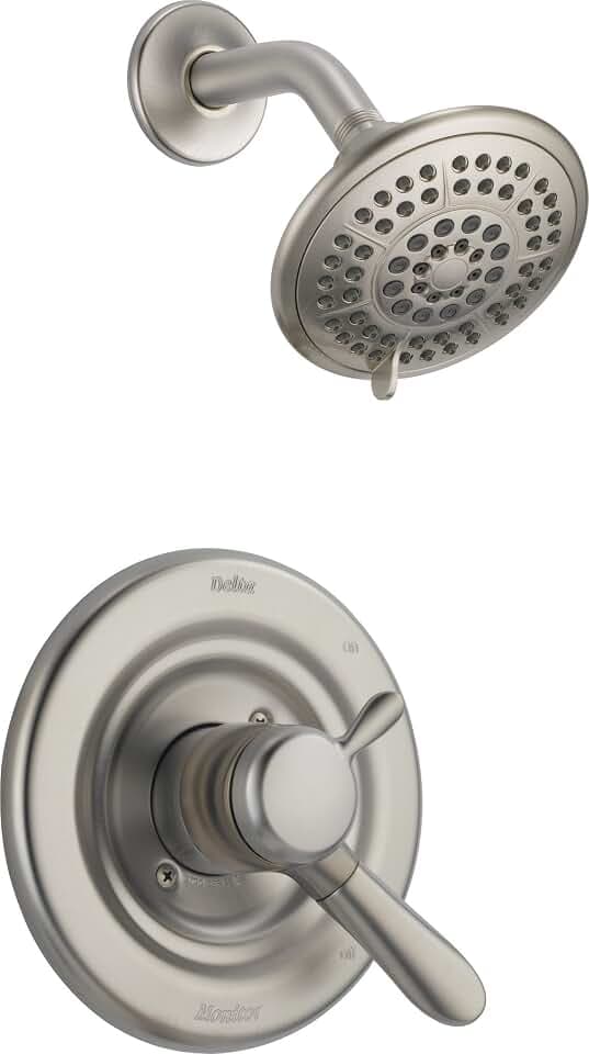 Delta Lahara 17 Serie Dusch-Verkleidungsset mit 5 Strahlarten Touch Clean Duschkopf, Edelstahl T17238-SS (Ventil nicht enthalten)
