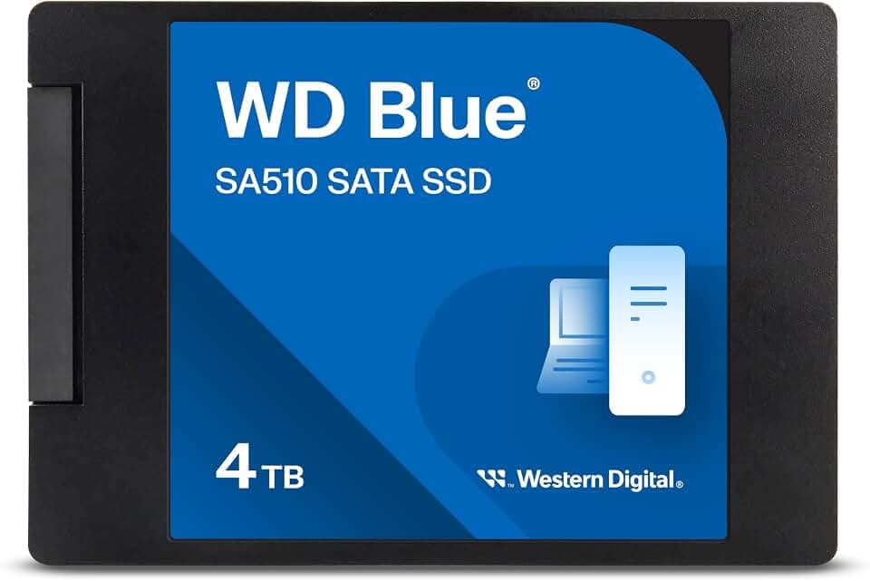 Western Digital 4TB WD Blue SA510 Internal Solid State Drive SSD - SATA III 6 Gb/s, 2.5"/7mm, Up to 560 MB/s - WDS400T3B0A
