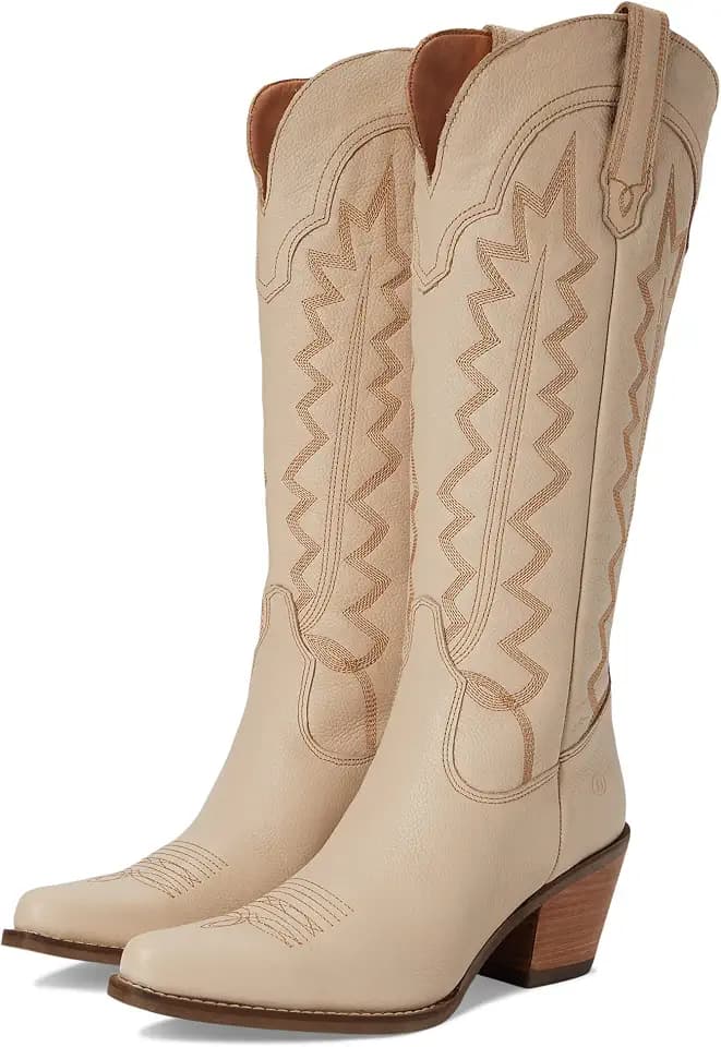 Dingo Womens High Cotton Embroidery Snip Toe Casual Boots Knee High Mid Heel 2-3"