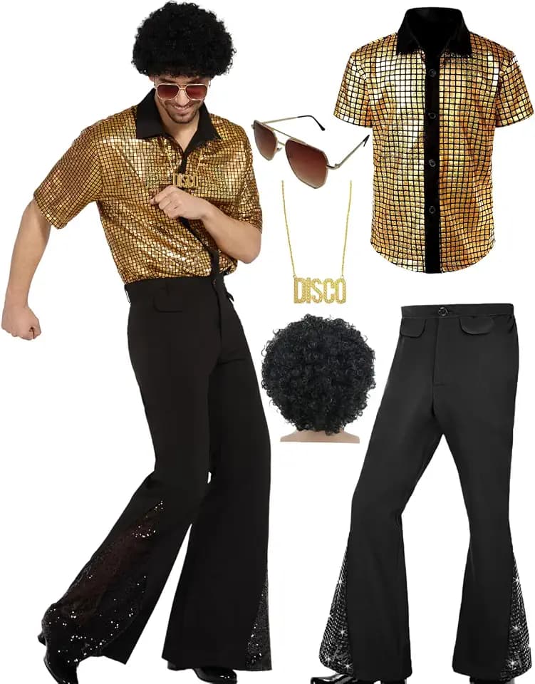 Mens 70's Disco Outfit Retro 70s Mens Costume for Adults Perfect 70's Theme Clothes for Parties