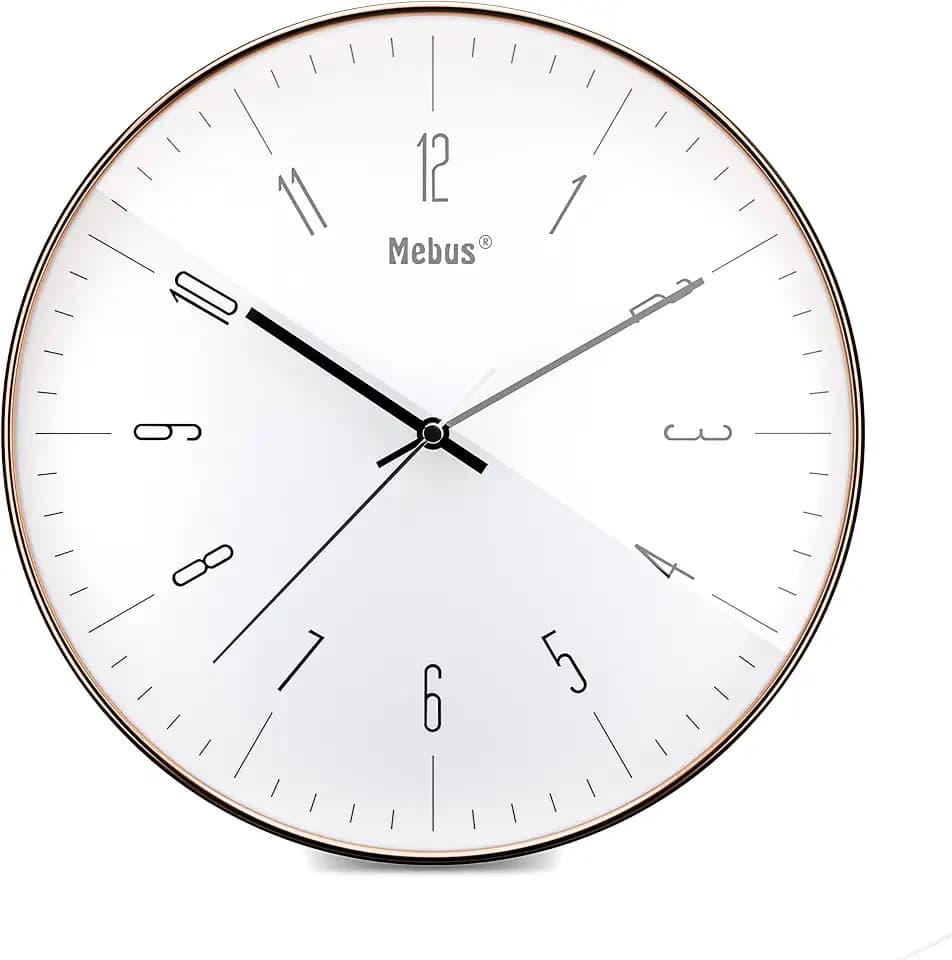 Mebus Designer Quarz-Wanduhr in Metall-Optik, hochwertiges Quarzwerk, 30 cm Durchmesser, Farbe: Kupfer/Messing, Modell 18951