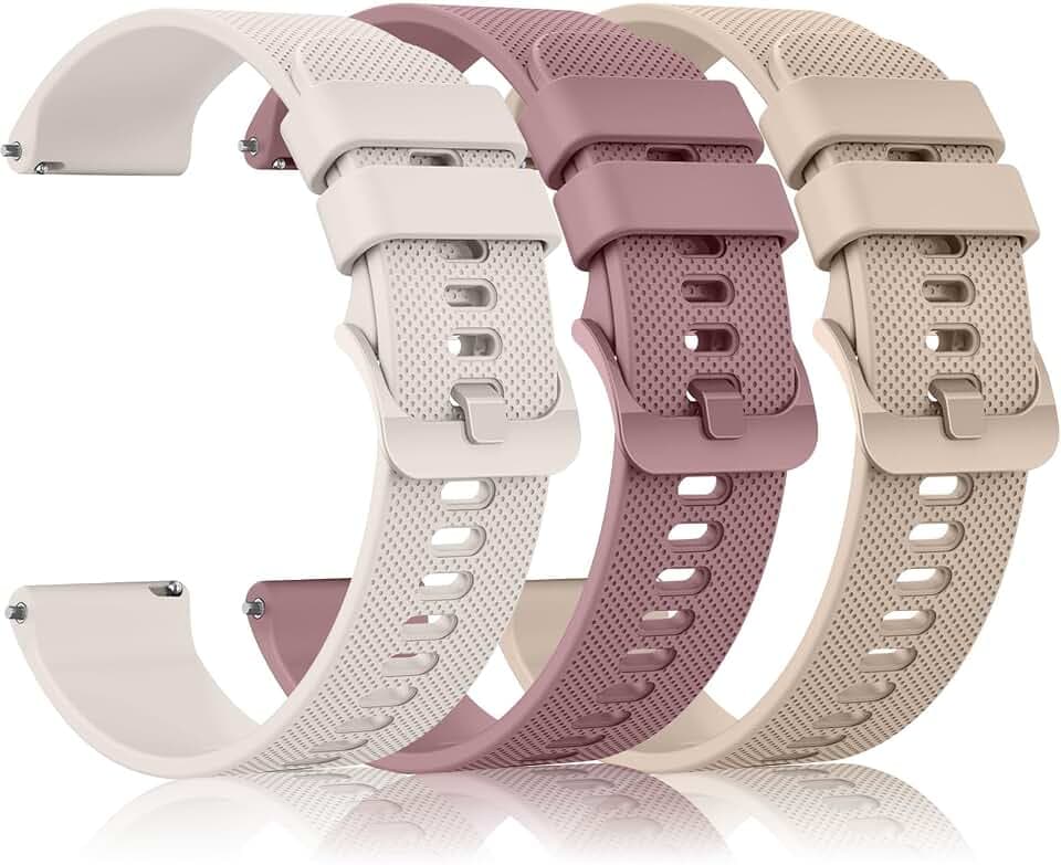Amzpas 3 Stück Ersatz Uhrenarmbänder 20mm 22mm Armband,Silikon Uhrenarmband mit Schnellverschluss Ersatzbänder,Uhren Zubehör Uhrenarmbänder für Damen Herren