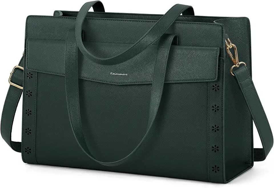 RAINSMORE Laptop Bag for Women 15.6 Inch Professional Leather Work Tote
