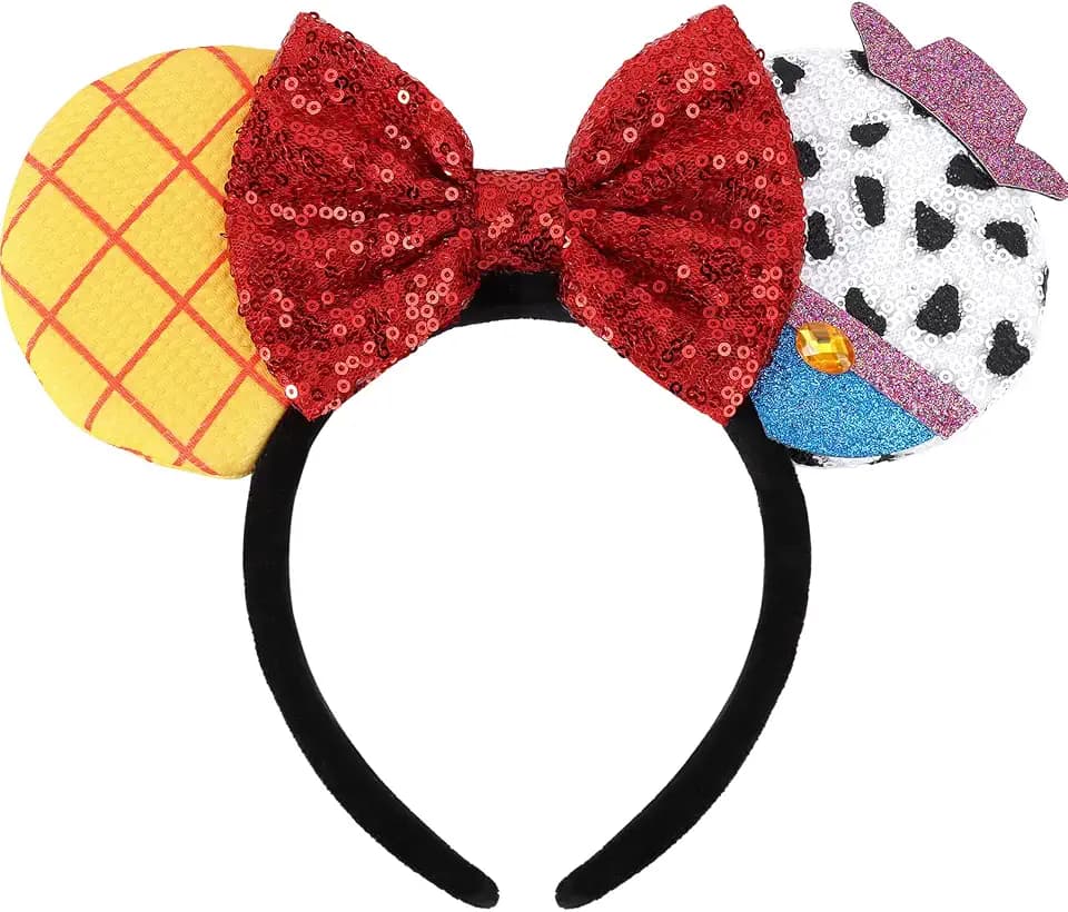 UNSPAZ Bow Headband for Adult Women Grils Sequin Shiny Bow hairband for Cosplay Party Trip Hair Decorations (TS Yellow)