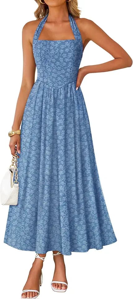ZESICA Women's Summer Sleeveless Floral Wedding Guest Maxi Dress